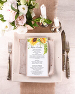Menu boho ślubne menu z planem podawania dań wesenych, boho wasze imiona i treść0
