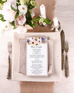 Menu boho karta dań weselnych menu weselne plan podawania posiłków, boho kwiaty wasze imiona0