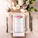 Menu boho menu weselne na stoły plan podawania posiłków, boho kwiaty wasze imiona1