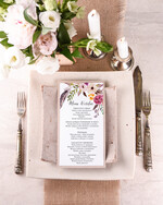 Menu boho ślubne menu z planem podawania dań wesenych, boho na romantyczne wesele1