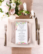 Menu boho ślubne menu z planem podawania dań wesenych, w stylu boho wasza treść1