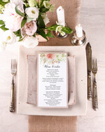 Menu boho weselne menu karta potraw weselnych, boho kwiaty wasze imiona0