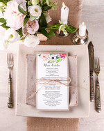 Menu boho menu weselne na stoły plan podawania posiłków, boho kwiaty wasze imiona1