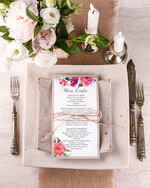 Menu boho menu weselne na stół karta dań weselnych, boho na romantyczne wesele1