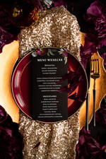 Menu boho menu weselne na stół karta dań weselnych, boho kwiaty wasze imiona1