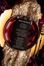 Menu boho menu weselne na stół karta dań weselnych, boho kwiaty wasze imiona0