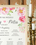 Plany stołów Plakaty Boho plansza weselna plan stołów weselnych, boho styl kolorowe kwiaty1