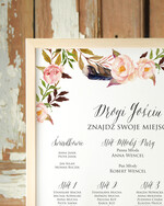 Plany stołów Plakaty Boho powitanie i usadzenie gości plan stołów weselnych, plakaty boho kwiaty eteryczne1