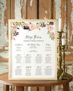 Plany stołów Plakaty Boho powitanie i usadzenie gości plan stołów weselnych, plakaty boho kwiaty eteryczne0