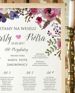 Plany stołów Plakaty Boho plan stołów  weselnych usadzenie gości na weselu, boho styl kolorowe kwiaty1