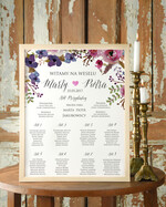 Plany stołów Plakaty Boho plan stołów  weselnych usadzenie gości na weselu, boho styl kolorowe kwiaty0