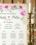 Plany stołów Plakaty Boho powitanie gości na sali ślubnej i plan stołów, plakaty boho kwiaty eteryczne1