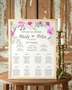 Plany stołów Plakaty Boho powitanie gości na sali ślubnej i plan stołów, plakaty boho kwiaty eteryczne0