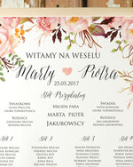 Plany stołów Plakaty Boho tablica z rozmieszczeniem gości plan stołów weselnych, w stylu boho romantyczne kwiaty\\1