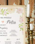 Plany stołów Plakaty Boho powitanie gości na sali ślubnej i plan stołów, boho styl kolorowe kwiaty1