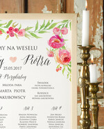 Plany stołów Plakaty Boho tablica z rozmieszczeniem gości plan stołów weselnych, w stylu boho romantyczne kwiaty\\1