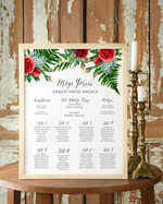 Plany stołów Plakaty Boho tablica z planem stołów na wesele plan stołów weselnych, w stylu boho romantyczne kwiaty\\0