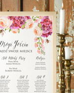 Plany stołów Plakaty Boho plansza powitanie gości i plan stołów w jednym, plakaty boho kwiaty eteryczne1