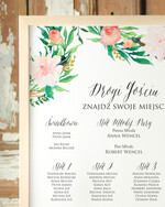 Plany stołów Plakaty Boho tablica z planem stołów na wesele plan stołów weselnych, plakaty boho kwiaty eteryczne1