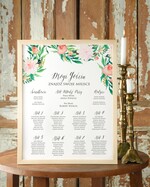 Plany stołów Plakaty Boho tablica z planem stołów na wesele plan stołów weselnych, plakaty boho kwiaty eteryczne0