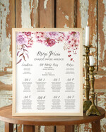 Plany stołów Plakaty Boho tablica z planem stołów na wesele plan stołów weselnych, boho styl romantyczne kwiaty0