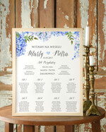 Plany stołów Plakaty Boho tablica z rozmieszczeniem gości plan stołów weselnych, w stylu boho romantyczne kwiaty\\0