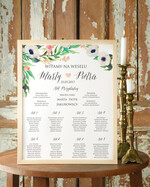 Plany stołów Plakaty Boho plansza weselna plan stołów weselnych, w stylu boho romantyczne kwiaty\\0