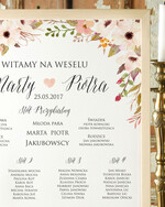 Plany stołów Plakaty Boho plansza weselna plan stołów weselnych, plakaty boho kwiaty eteryczne1