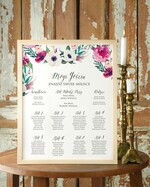 Plany stołów Plakaty Boho tablica z planem stołów na wesele plan stołów weselnych, w stylu boho romantyczne kwiaty\\0