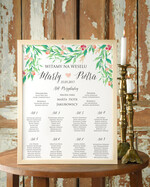 Plany stołów Plakaty Boho plan stołów na wesele tablica z rozmieszczeniem gości, plakaty boho kwiaty eteryczne0