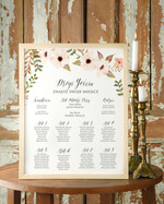 Plany stołów Plakaty Boho tablica z planem stołów na wesele plan stołów weselnych, boho styl romantyczne kwiaty0