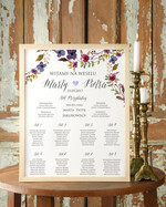 Plany stołów Plakaty Boho plansza weselna plan stołów weselnych, boho styl romantyczne kwiaty0