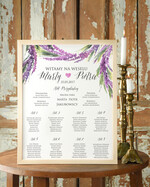 Plany stołów Plakaty Boho plansza powitanie gości i plan stołów w jednym, boho styl romantyczne kwiaty0