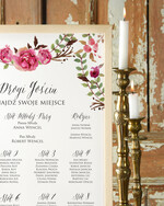 Plany stołów Plakaty Boho tablica z planem stołów na wesele plan stołów weselnych, boho styl kolorowe kwiaty1