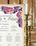 Plany stołów Plakaty Boho plansza powitanie gości i plan stołów w jednym, boho styl kolorowe kwiaty1