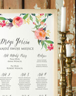 Plany stołów Plakaty Boho powitanie gości na sali ślubnej i plan stołów, w stylu boho romantyczne kwiaty\\1