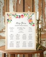 Plany stołów Plakaty Boho powitanie gości na sali ślubnej i plan stołów, w stylu boho romantyczne kwiaty\\0