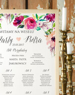 Plany stołów Plakaty Boho tablica z planem stołów na wesele plan stołów weselnych, boho styl kolorowe kwiaty1