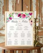 Plany stołów Plakaty Boho tablica z planem stołów na wesele plan stołów weselnych, boho styl kolorowe kwiaty0