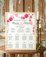 Plany stołów Plakaty Boho tablica z rozmieszczeniem gości plan stołów weselnych, boho styl kolorowe kwiaty0