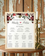 Plany stołów Plakaty Boho plansza weselna plan stołów weselnych, w stylu boho romantyczne kwiaty\\0