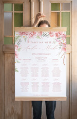 Plany stołów Plakaty Boho tablica informacyjna dla gości weselnych, boho styl romantyczne kwiaty0