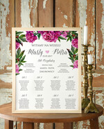 Plany stołów Plakaty Boho tablica z planem stołów na wesele plan stołów weselnych, w stylu boho romantyczne kwiaty\\0