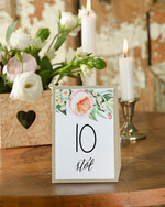 Numery na stół Boho/Etno/Pióra tabliczka z numerem stołu weselnego, piękne kwiaty w stylu boho beda ozodoba stołu0