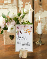 Numery na stół Boho/Etno/Pióra numerki na stoliki ślubne, piękne kwiaty w stylu boho beda ozodoba stołu0