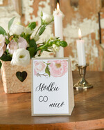 Numery na stół Boho/Etno/Pióra numerek na stół weselny, w stylu boho kwiatowe wzory0