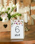 Numery na stół Boho/Etno/Pióra numerek stojak na stół weselny, pióra kwiaty boho stylowe0