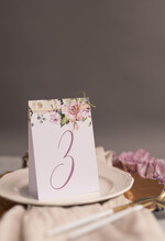 Numery na stół Boho/Etno/Pióra numerki na stoliki ślubne, w stylu boho kwiatowe grafiki0