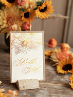 Numery na stół Rustykalne numery na stół gości weselnych w stylu rustykalnym  złote litery 1