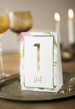 Numery na stół Glamour tabliczka z numerem stołu weselnego, zlocone klasyczna elegancja0